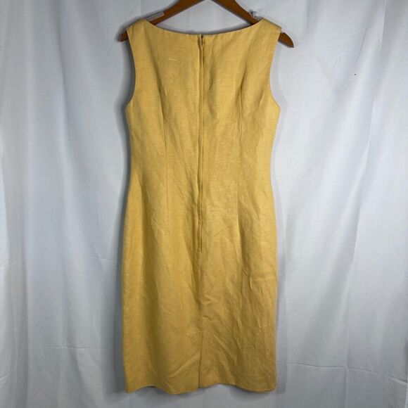 Talbots Vintage Yellow 2 Piece Set Sheath Dress & Blazer Linen Blend Size 10 - Picture 4 of 11